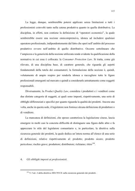 la sicurezza dei prodotti e la responsabilità del produttore nella ...