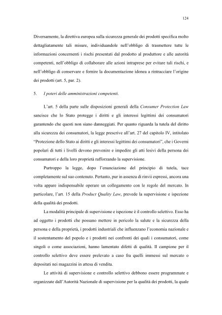 la sicurezza dei prodotti e la responsabilità del produttore nella ...