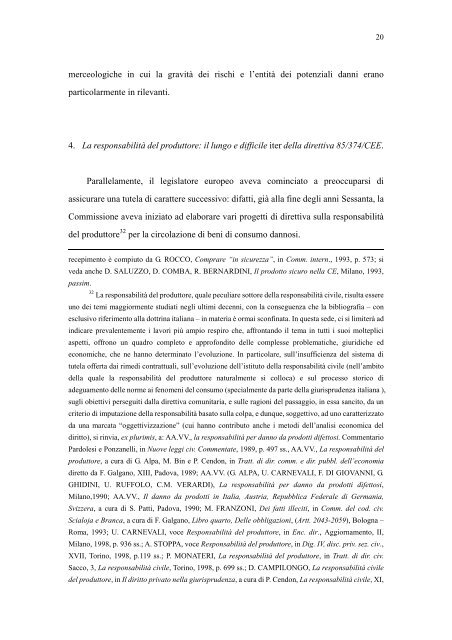 la sicurezza dei prodotti e la responsabilità del produttore nella ...