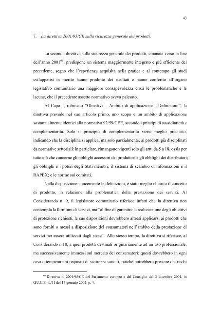 la sicurezza dei prodotti e la responsabilità del produttore nella ...