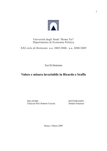 Valore e misura invariabile in Ricardo e Sraffa