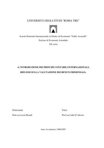 UNIVERSITÁ DEGLI STUDI “ROMA TRE”