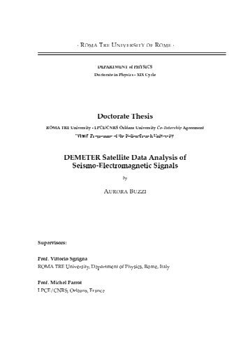 Doctorate Thesis DEMETER Satellite Data Analysis of Seismo ...