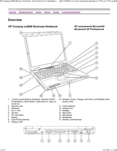 HP Compaq nc6000 Business Notebook - North America/U.S. ...