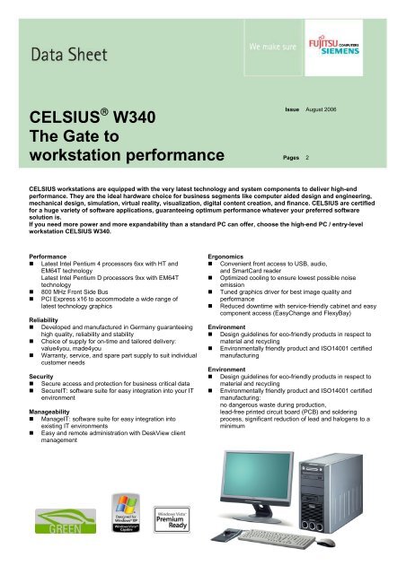 CELSIUS W340 The Gate to workstation performance