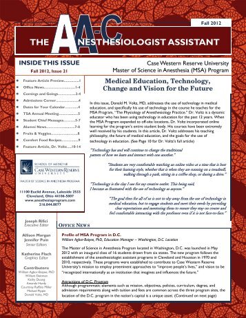 the nesthesiologist assistant - Case Western Reserve University ...
