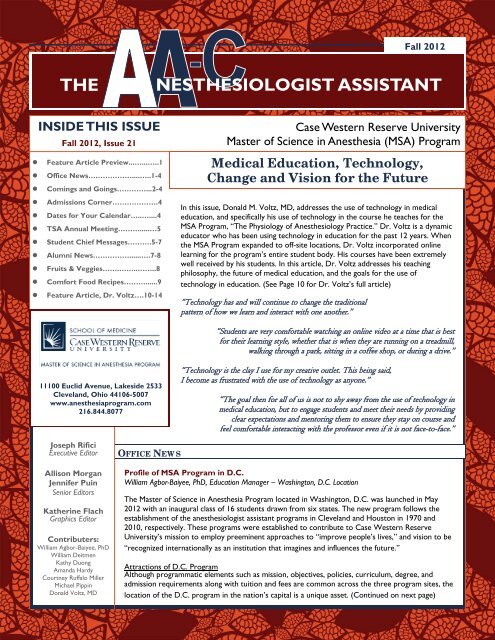 the nesthesiologist assistant - Case Western Reserve University ...