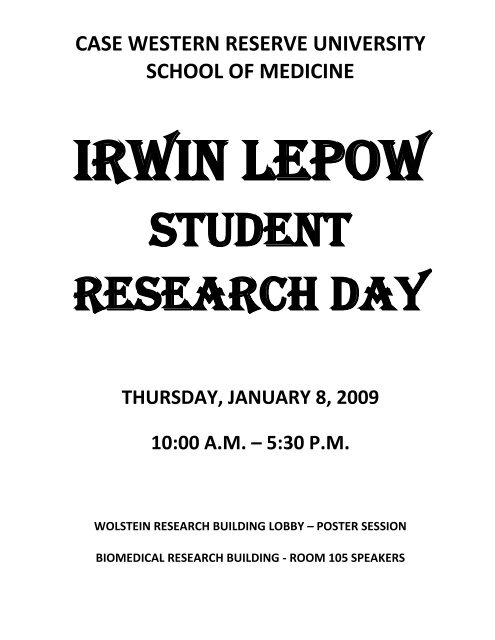 student research day - Case Western Reserve University School of ...