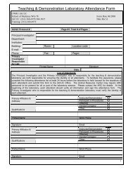 Teaching & Demonstration Laboratory Attendance Form