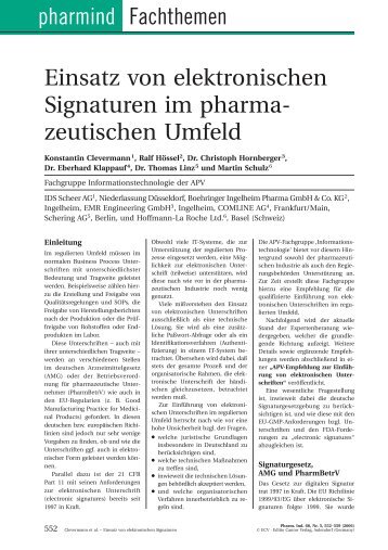 Einsatz von elektronischen Signaturen im pharma- zeutischen ... - APV