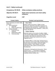 Unit C: Safety (continued) Competency HO 06.00: Utilize workplace ...