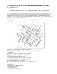 African American Heritage Trail - Lexington, Kentucky Convention ...