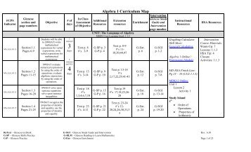 Algebra 1 Curriculum Map