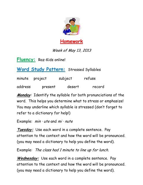 homework stressed syllable