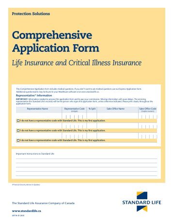 Comprehensive Application Form - Life Insurance ... - Standard Life