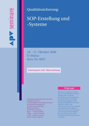 Sop-Erstellung und -Systeme - APV