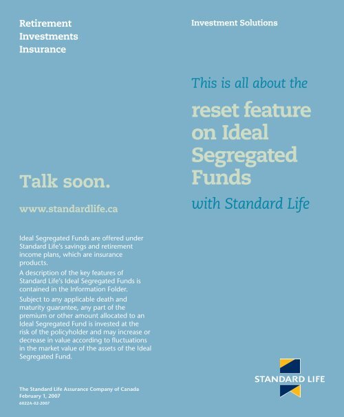 reset feature on Ideal Segregated Funds - Standard Life