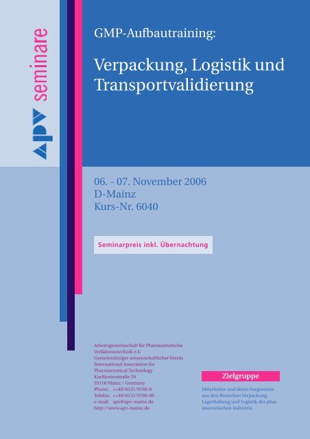 Verpackung, Logistik und Transportvalidierung - APV