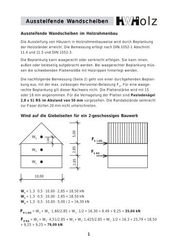 Aussteifende W Aussteifende Wandscheiben andscheiben