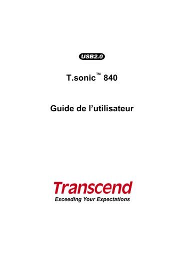 T.sonic 840 Guide de l'utilisateur - M6 Boutique