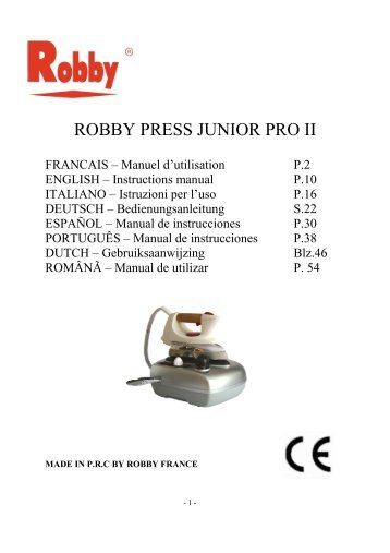 Instructions manual PRESS JUNIOR PRO II - M6 Boutique