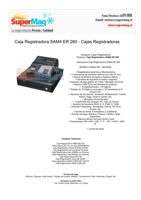 Caja Registradora SAM4 ER 260 - Cajas Registradoras - maquinas ...