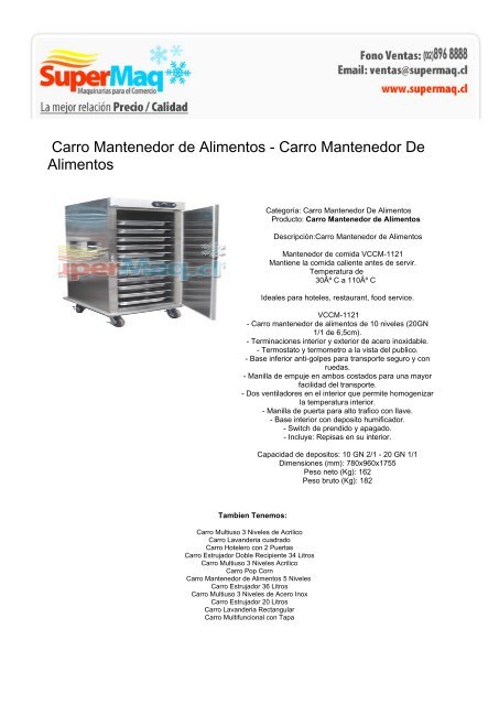 Carro Mantenedor De Alimentos - maquinas refrigeradas