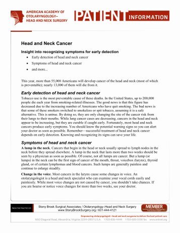Head and Neck Cancer - Stony Brook University School of Medicine