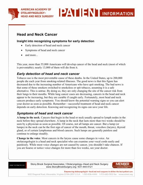 Head and Neck Cancer - Stony Brook University School of Medicine