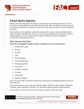 Facial Sports Injuries - Stony Brook University School of Medicine