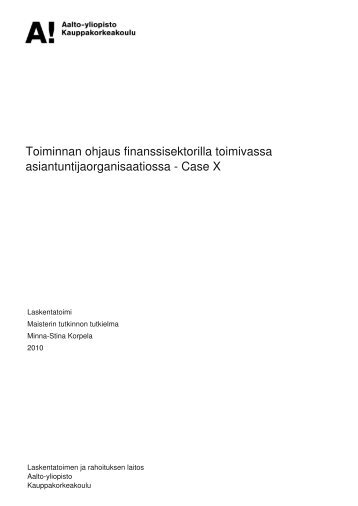 Toiminnan ohjaus finanssisektorilla toimivassa ... - Aalto-yliopisto