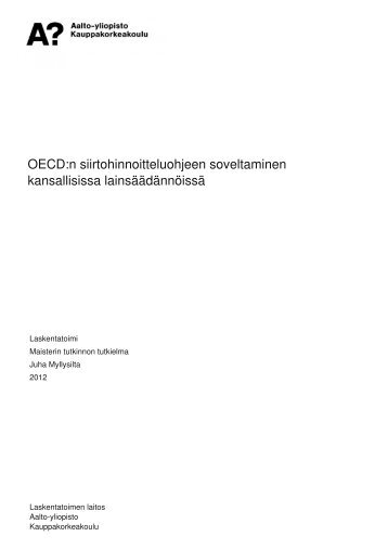 OECD:n siirtohinnoitteluohjeen soveltaminen ... - Aalto-yliopisto