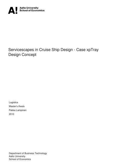 Servicescapes in Cruise Ship Design - Case xpTray Design Concept