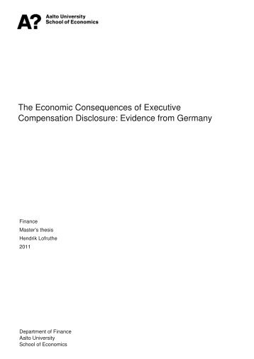 The Economic Consequences of Executive Compensation Disclosure