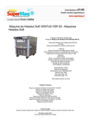 Maquina de Helados Soft VENTUS VSP-25 - Maquinas Helados
