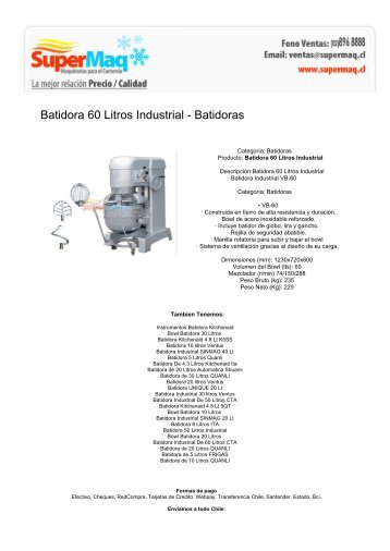 Batidora 60 Litros Industrial - Batidoras - Maquinas Helados