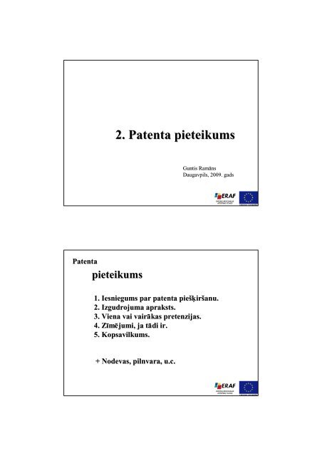 2. Patenta pieteikums