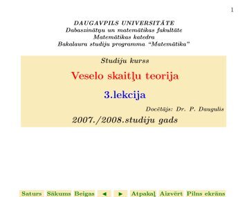 Veselo skaitl¸u teorija 3.lekcija