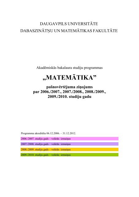 Bakalaura studiju programmas - Daugavpils Universitāte