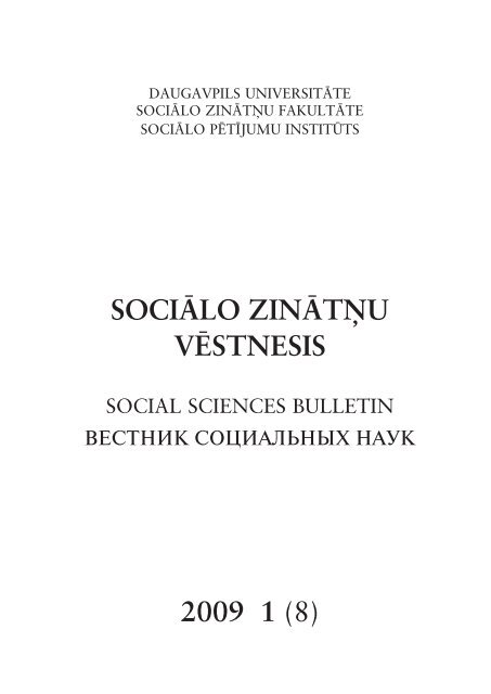 Sociālo Zinātņu Vēstnesis 2009 1