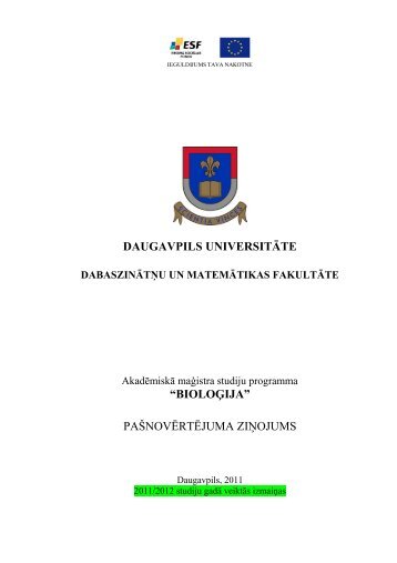 DAUGAVPILS UNIVERSITĀTE “BIOLOĢIJA” PAŠNOVĒRTĒJUMA ...