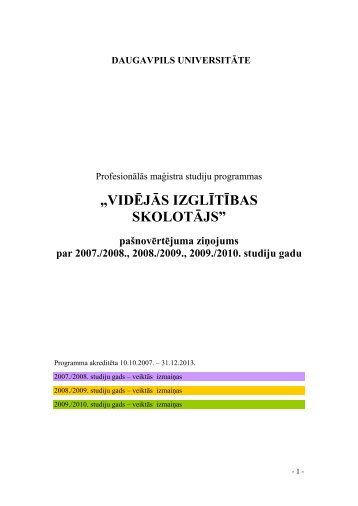 „VIDĒJĀS IZGLĪTĪBAS SKOLOTĀJS” - Daugavpils Universitāte