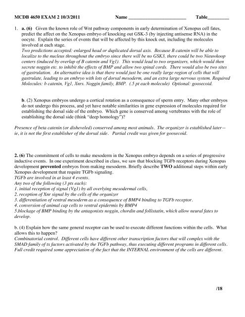 exam 2 answers - MCD Biology exam 2 answers - MCD Biology