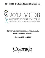 2012 Program Booklet - MCD Biology - University of Colorado Boulder