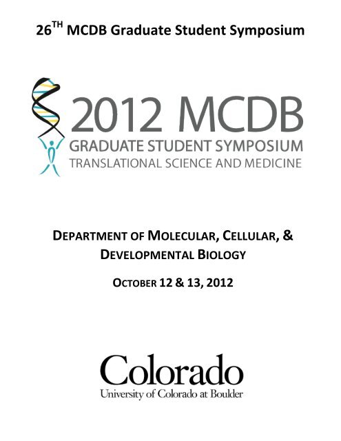 2012 Program Booklet - MCD Biology - University of Colorado Boulder