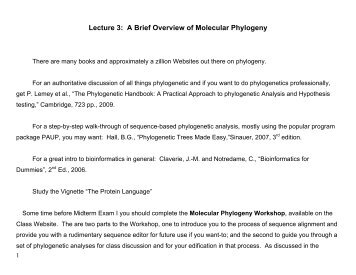 Lecture 3: A Brief Overview of Molecular Phylogeny - MCD Biology