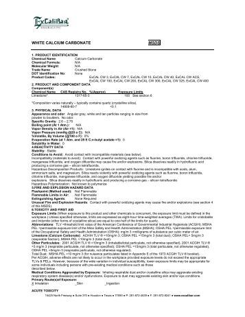 Calcium Carbonate Msds Uk
