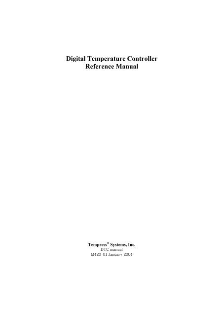 Digital Temperature Controller Reference Manual