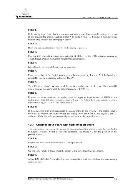 Digital Temperature Controller Reference Manual