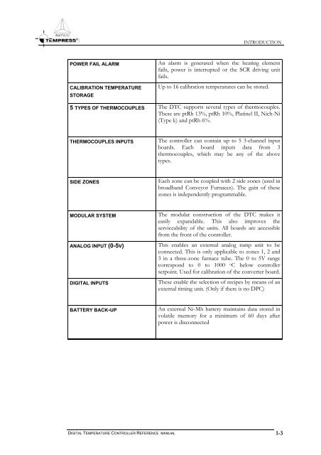 Digital Temperature Controller Reference Manual